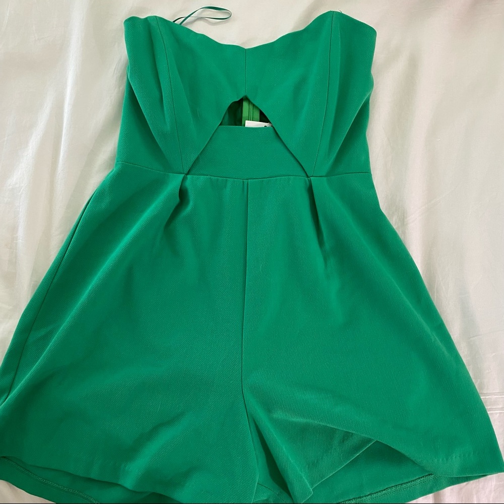 Green Strapless Romper